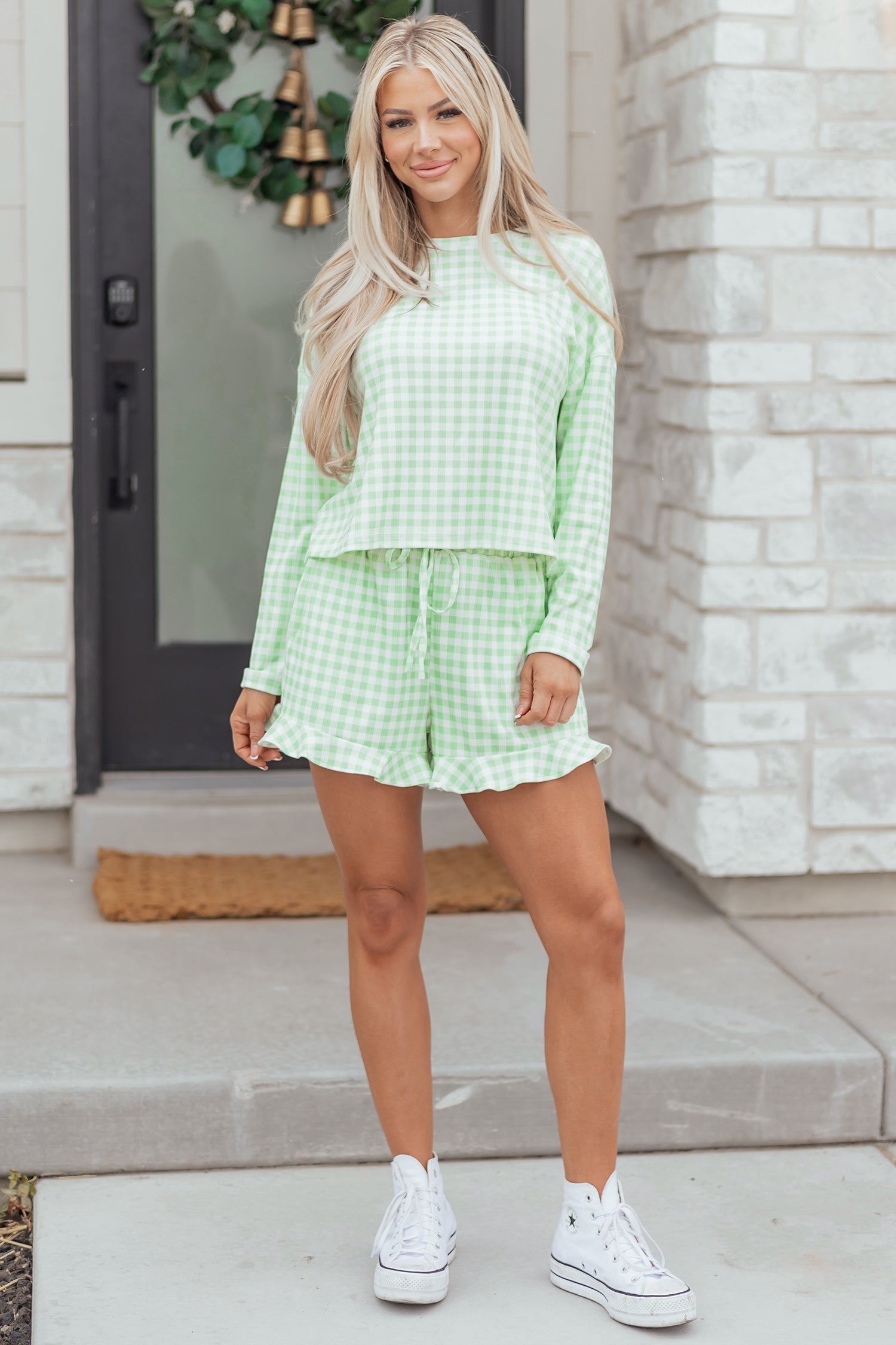 Mint Plaid 2pcs Lounge Set