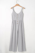 Sleeveless Striped Wide Leg Jumpsuit