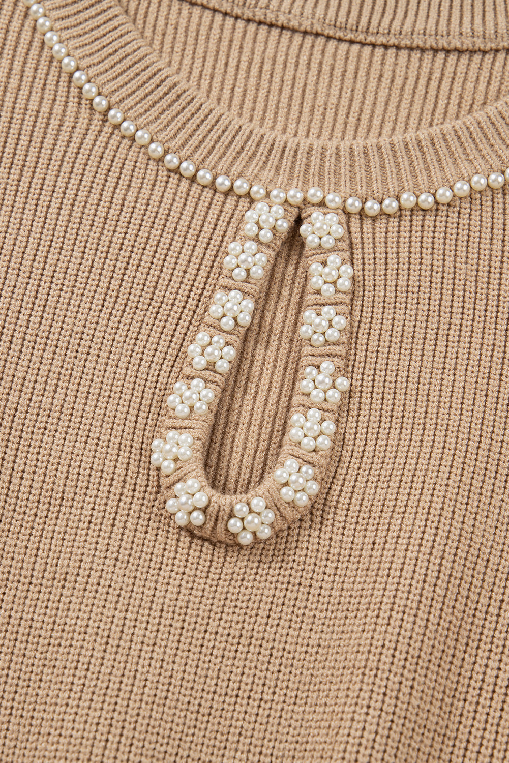 Embellished Keyhole Ribbed Sweater Dress