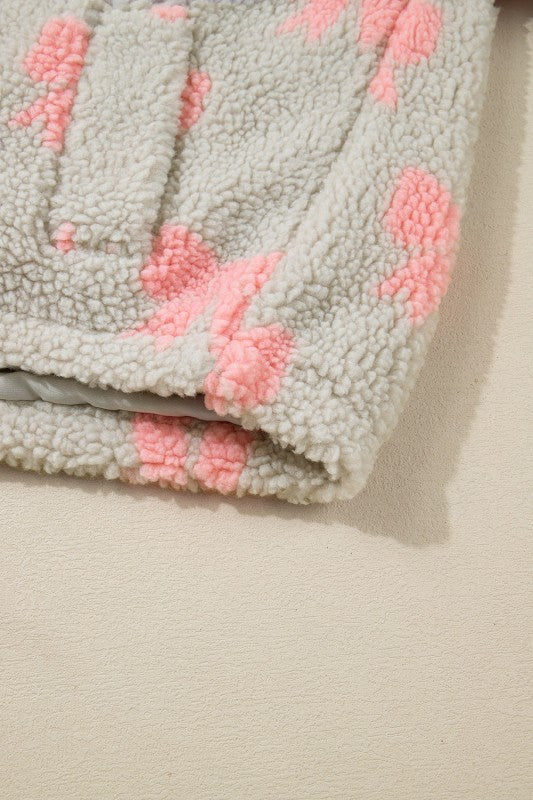Valentine Bow Sherpa Quarter Zip Sweatshirt
