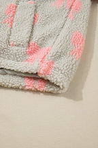 Valentine Bow Sherpa Quarter Zip Sweatshirt