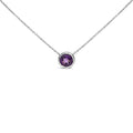 .925 Sterling Silver 7MM Bezel Set Created Gemstone Pendant Necklace - 18" Inches