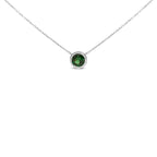 .925 Sterling Silver 7MM Bezel Set Created Gemstone Pendant Necklace - 18" Inches