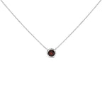 .925 Sterling Silver 7MM Bezel Set Created Gemstone Pendant Necklace - 18" Inches