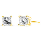 14K Yellow Gold Clarity Enhanced Princess Cut Diamond Certified Stud Earrings (0.50 cttw, H-I Color, I1-I2 Clarity)-0