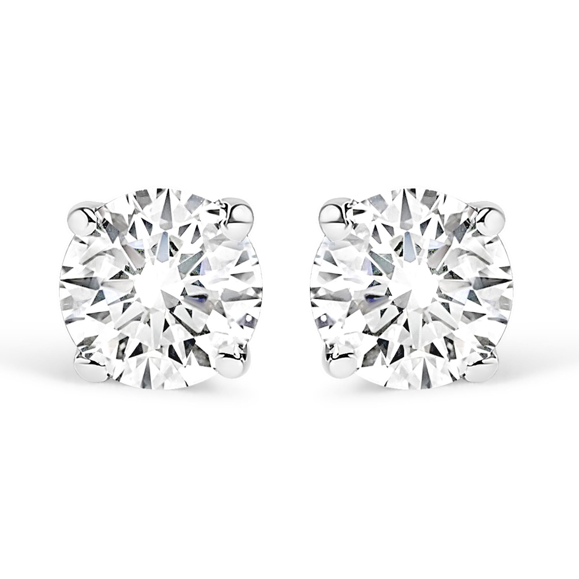 .925 Sterling Silver 1/2 Cttw Round Brilliant-Cut Lab Grown Diamond Classic 4-Prong Stud Earrings (F-G Color, VS1-VS2 Clarity)-0