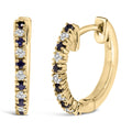 10K Yellow Gold Alternating Blue Sapphire 1/10 Cttw Diamond Huggy Hoop Earrings  (I-J Color, I1-I2 Clarity)-0