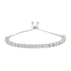 .925 Sterling Silver 1/4 Cttw Miracle-Set Diamond 4”-10” Adjustable Bolo Tennis Bracelet (I-J Color, I3 Clarity)-1
