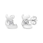 .925 Sterling Silver Round Cut Diamond Fashion Earrings (0.10 cttw, I-J Color, I2-I3 Clarity)-0