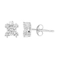 .925 Sterling Silver 1/4 Cttw Miracle Plate Set Round and Princess-Cut Diamond "X" Shaped Stud Earrings (I-J Color, I2-I3 Clarity)-0