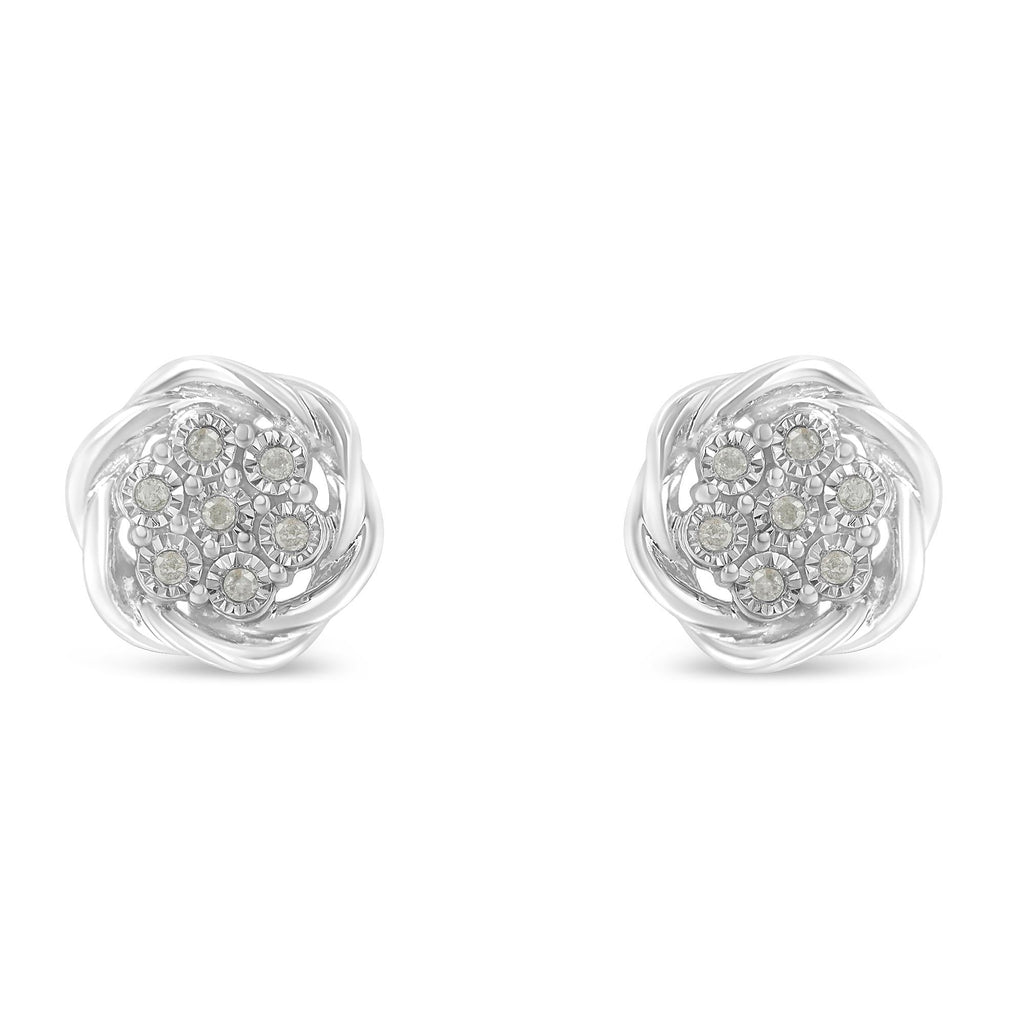 Sterling Silver Diamond Swirl Cluster Stud Earrings (1/6 cttw, I-J Color, I2-I3 Clarity)-0