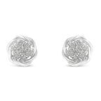 Sterling Silver Diamond Swirl Cluster Stud Earrings (1/6 cttw, I-J Color, I2-I3 Clarity)-0