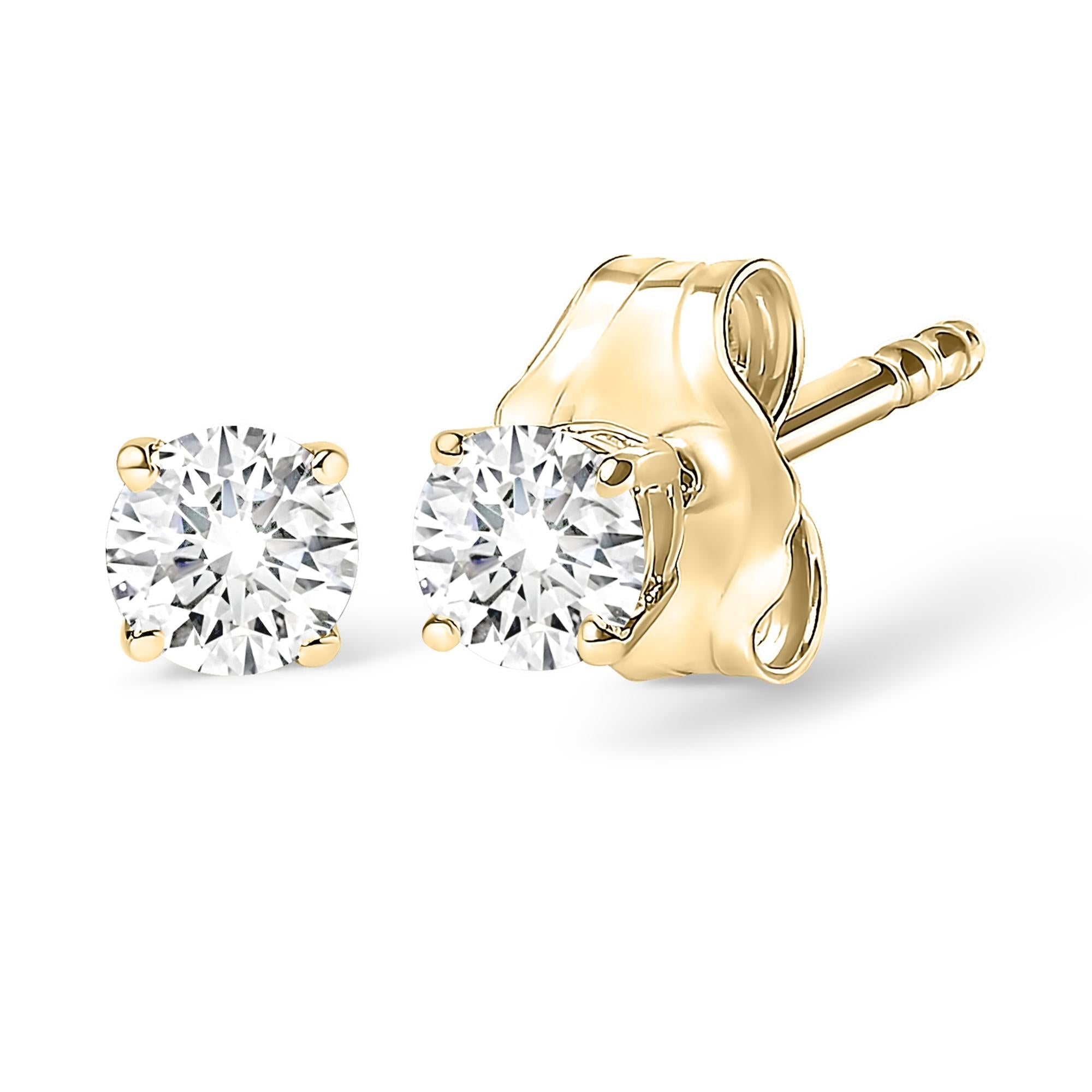 14K Gold 1/2 Cttw Lab Grown Diamond Solitaire Stud Earrings-2