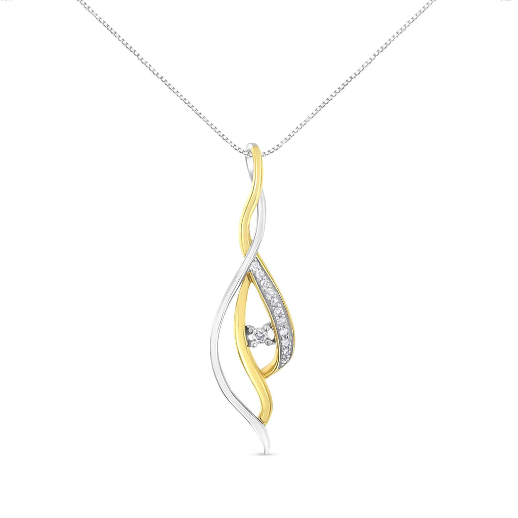 Espira 10K Two-Tone Gold Round Cut Diamond Cascade Pendant Necklace (1/10 cttw, J-K Color, I2-I3 Clarity)-0