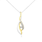 Espira 10K Two-Tone Gold Round Cut Diamond Cascade Pendant Necklace (1/10 cttw, J-K Color, I2-I3 Clarity)-0