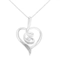 Espira 10K White Gold .03 Cttw Diamond-Accented Round-Cut Diamond Swirl Open Heart 18" Pendant Necklace (I-J Color, I2-I3 Clarity)-0
