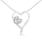 .925 Sterling Silver 1/10 cttw Diamond Heart Pendant Necklace (H-I, I1-I2)-0