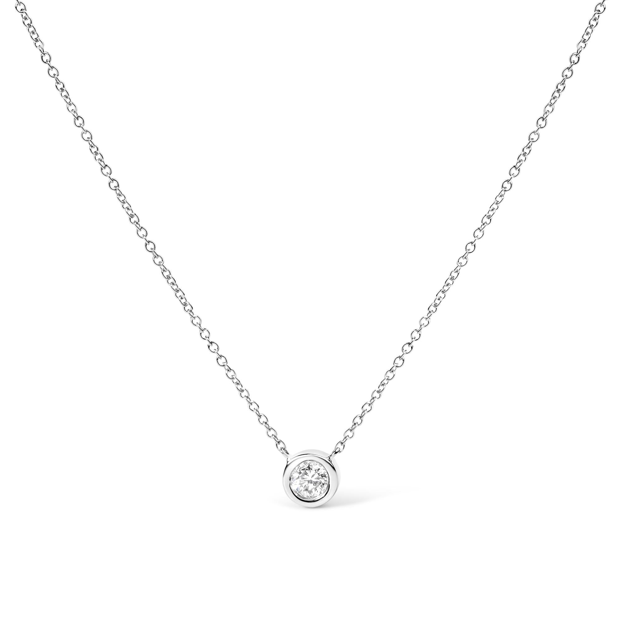 14K Gold Lab Grown Diamond Modern Bezel-Set Solitaire 16"-18" Pendant Necklace (F-G Color, VS2-SI1 Clarity)-1