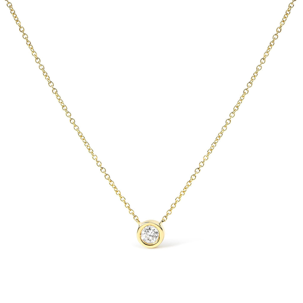 14K Gold Lab Grown Diamond Modern Bezel-Set Solitaire 16"-18" Pendant Necklace (F-G Color, VS2-SI1 Clarity)-2