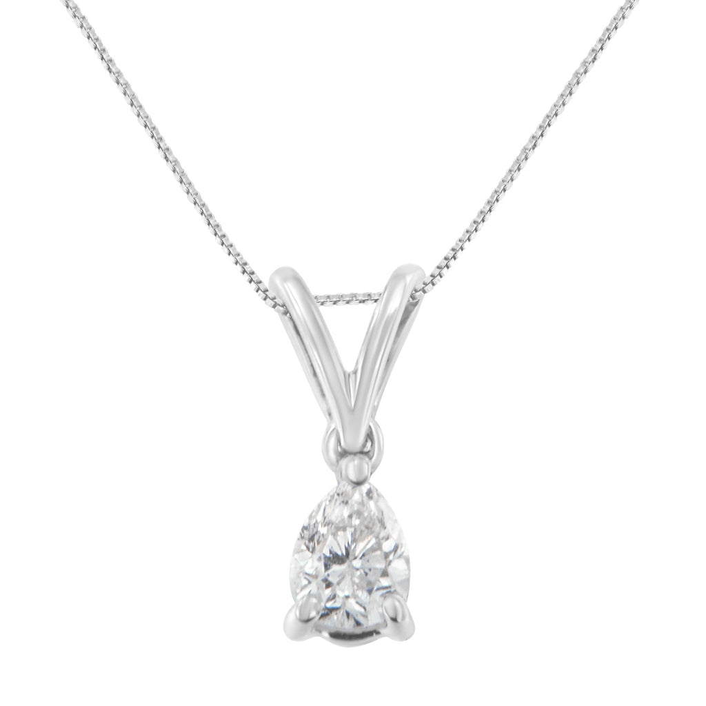 10K White Gold 1/5 cttw Diamond Pear Pendant Necklace (H-I, SI1-SI2)-0