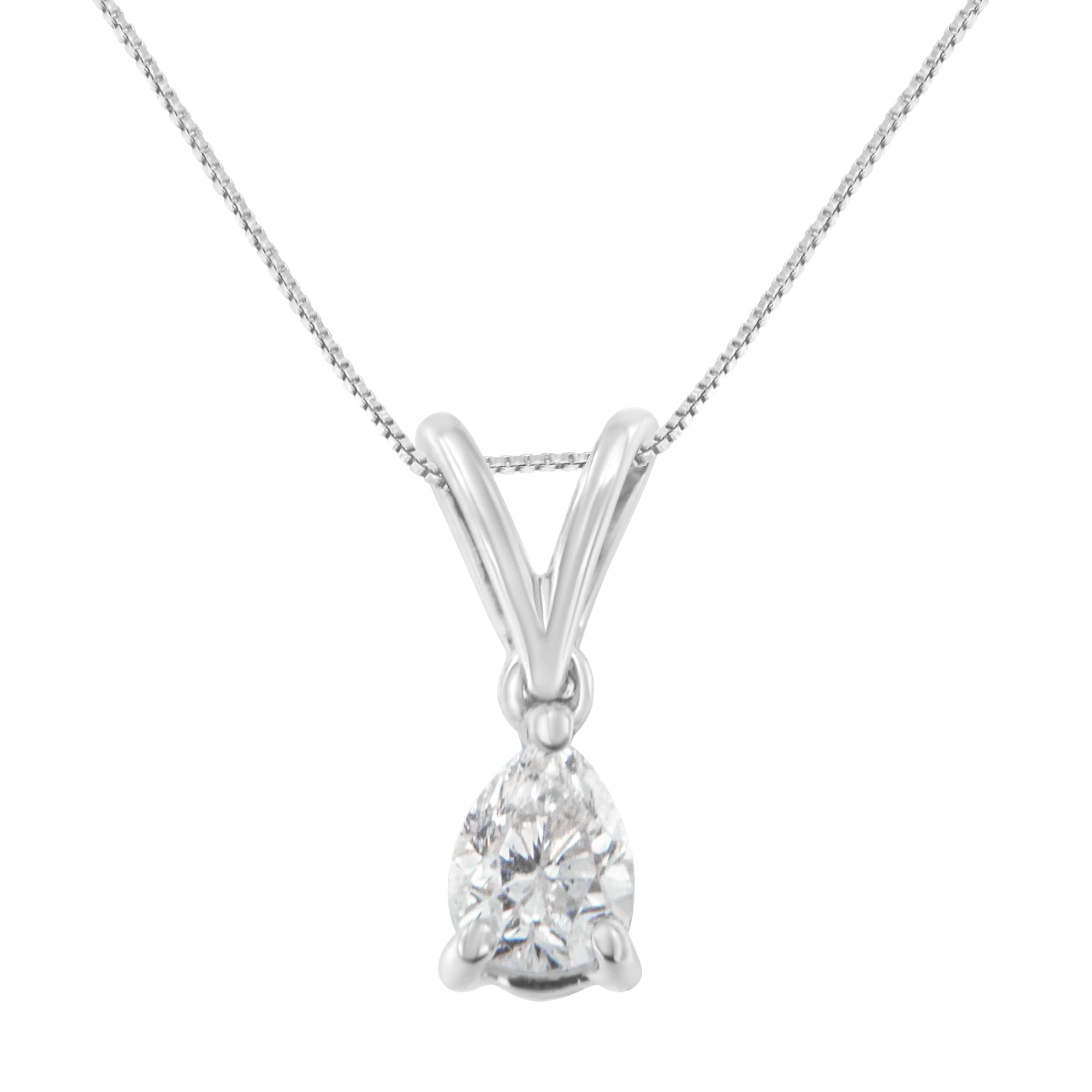10K White Gold 1/5 cttw Diamond Pear Pendant Necklace (H-I, SI1-SI2)-0