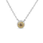 .925 Sterling Silver 1/5 Cttw Bezel Set Champagne Diamond Solitaire 18" Pendant Necklace (K-L Color, I1-I2 Clarity)-0