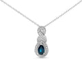 .925 Sterling Silver 6x4mm Pear Sapphire and Diamond Accent Infinity Drop 18" Pendant Necklace (H-I Color, SI1-SI2 Clarity)-0