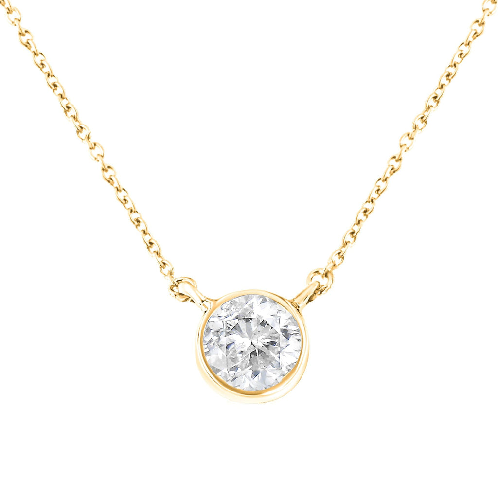 .925 Sterling Silver 1/2 Cttw Diamond Bezel 18" Pendant Necklace (I-J Color, I2-I3 Clarity)-2