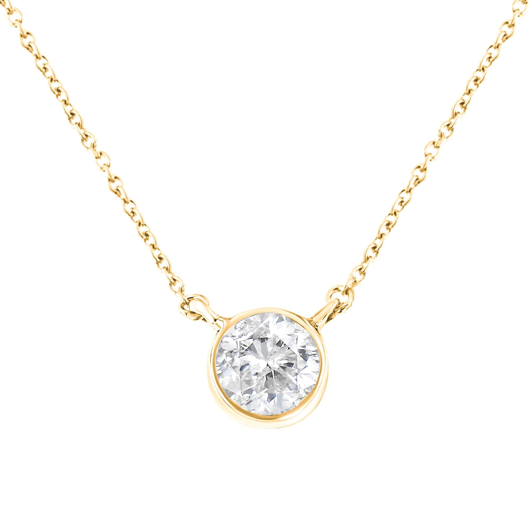 .925 Sterling Silver 1/2 Cttw Diamond Bezel 18" Pendant Necklace (I-J Color, I2-I3 Clarity)-2