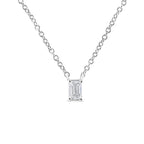 14K White Gold 1/3 Cttw Emerald Shape Solitaire Diamond 18" Pendant Necklace (G-H Color, VS2-SI1 Clarity)-0