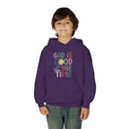 Youth Hoodie — "God Is Good All The Time" Colorful Faith Pullover