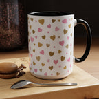 Pink & Gold Heart Accent Coffee Mug — Romantic Valentine’s Tea & Coffee Cup