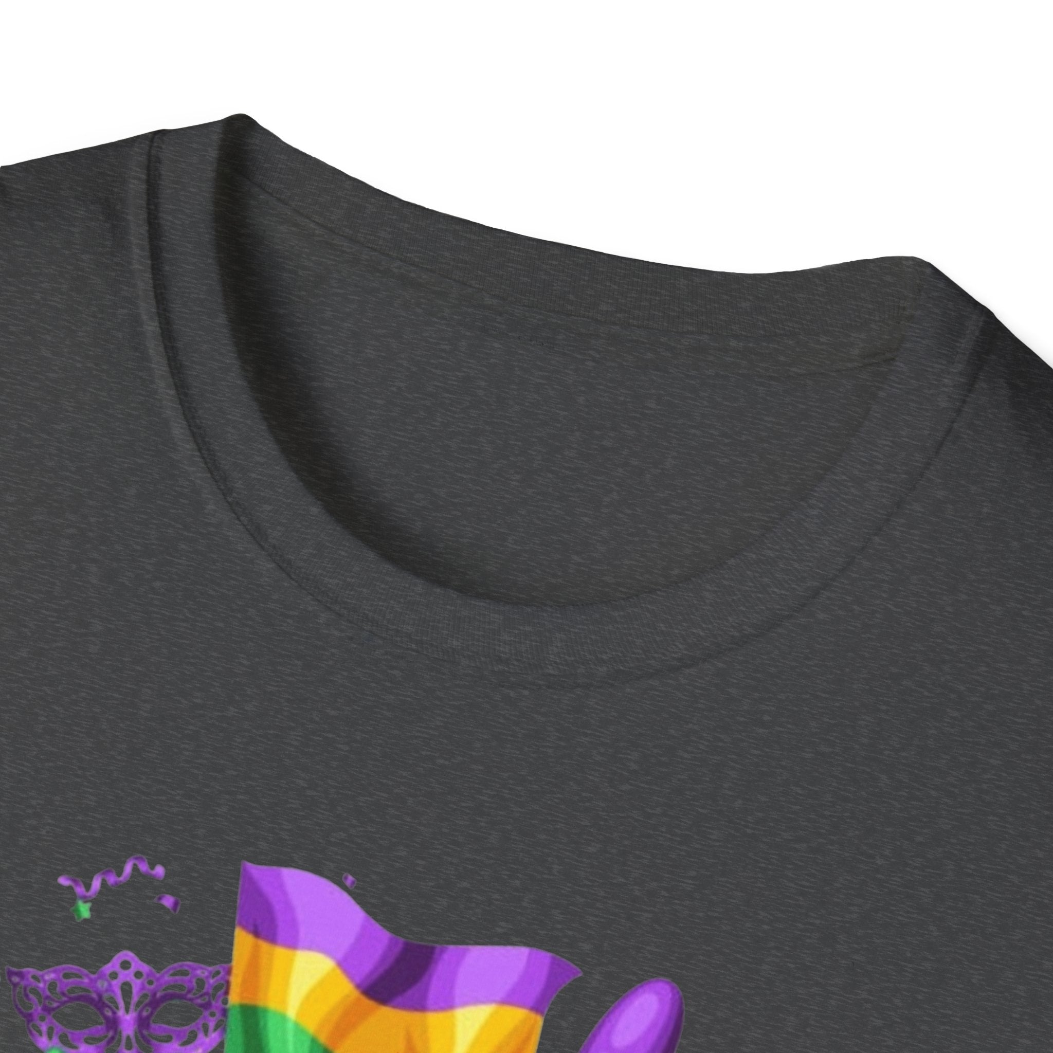 Mardi Gras Carnival T-Shirt — Festive Mask, Beads & Balloon Design