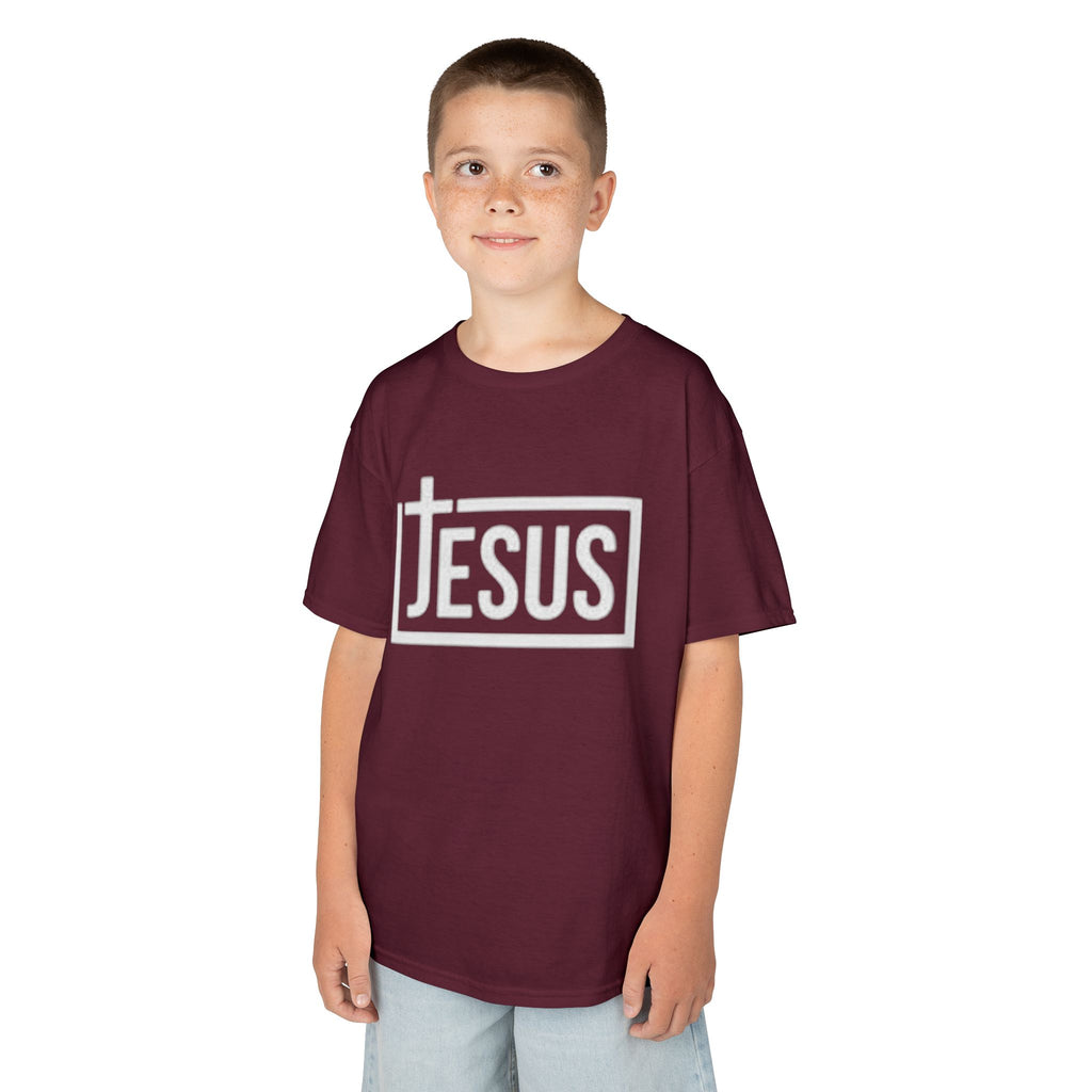Kids Jesus T‑Shirt — Bold Cross Logo Christian Tee for Boys & Girls