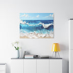 Ocean Waves Matte Canvas Wall Art — Blue Seascape Stretched Canvas