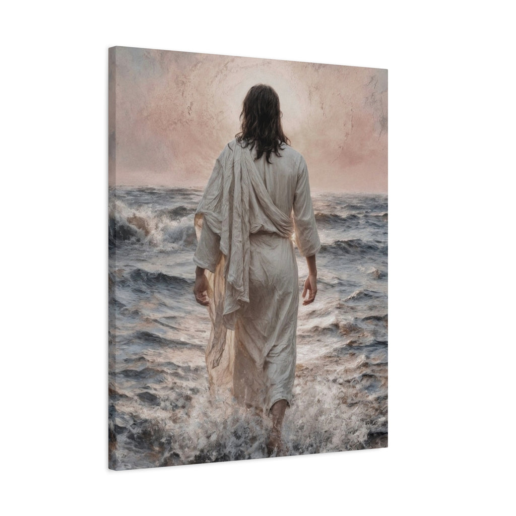 Jesus Walking on Water Matte Canvas Print