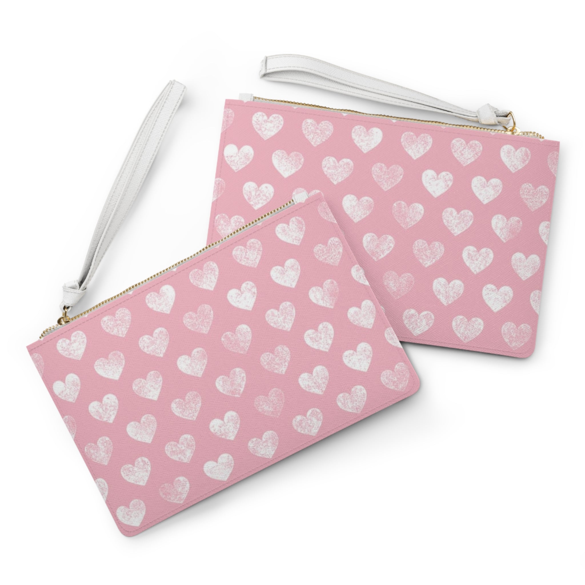 Pink Heart Pattern Clutch Bag — Cute Valentine Wristlet Purse
