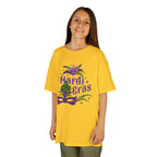 Kids Mardi Gras T-Shirt — Purple & Green Mask Design