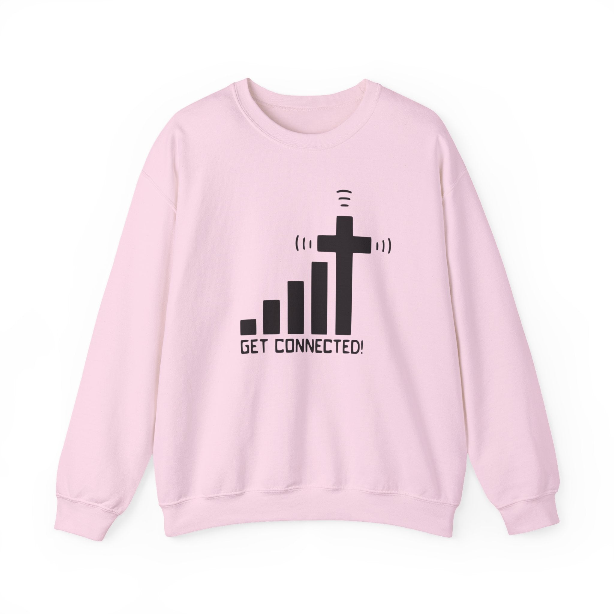 Crewneck Sweatshirt — "Get Connected" Cross Signal Christian Faith Pullover