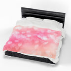 Pink Heart Bokeh Velveteen Plush Blanket — Soft Romantic Throw for Valentine’s Day & Cozy Nights