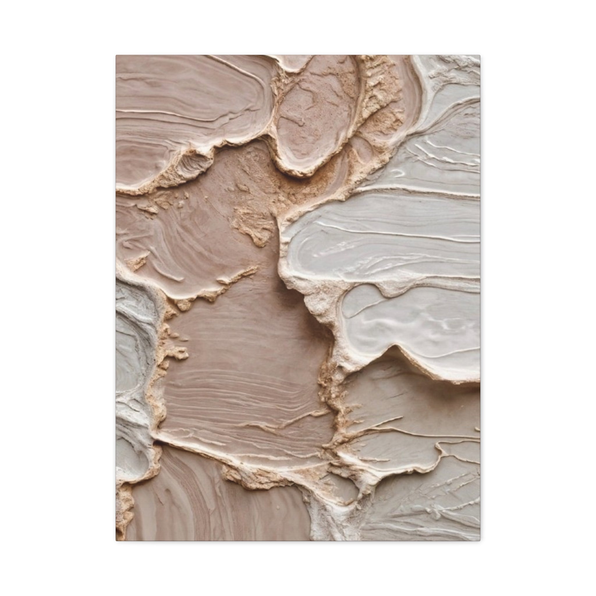 Neutral Textured Abstract Canvas Print — Beige & Cream Wall Art, Matte Stretched 1.25"