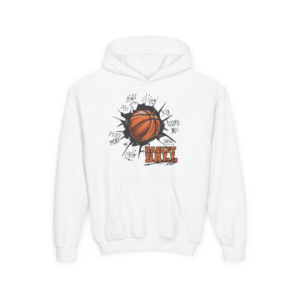 Youth Basketball Hoodie – "Basket Ball" Graphic Pullover for Kids