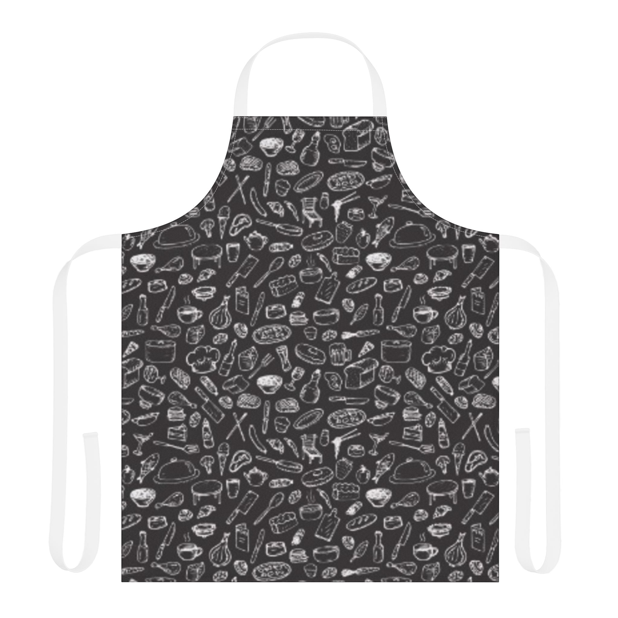 Chalkboard Kitchen Apron — Cooking Utensils Pattern