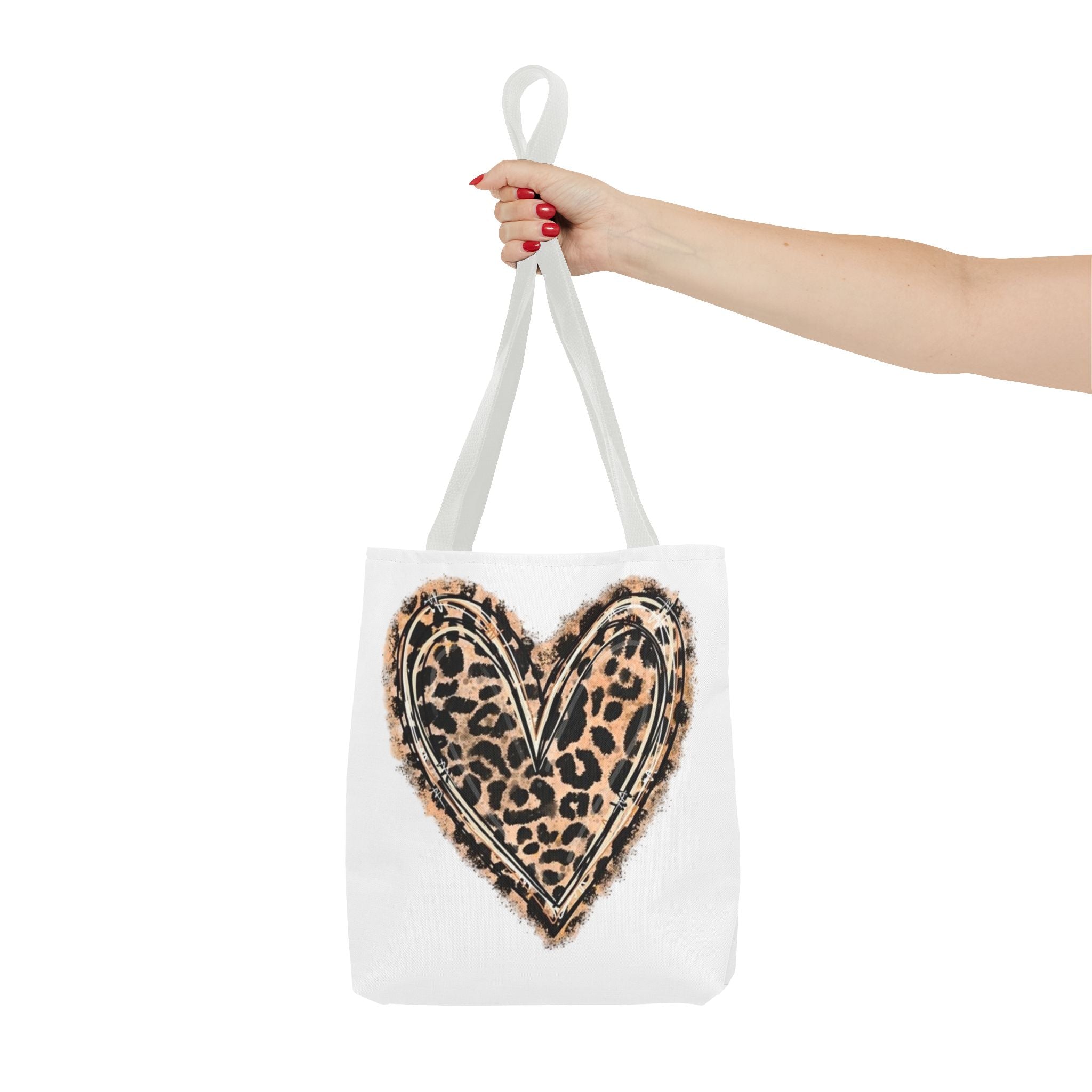 Leopard Heart Tote Bag – Animal Print Heart Canvas Tote