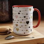 Heart Garland Accent Coffee Mug — Pink & Gold Valentine Ceramic