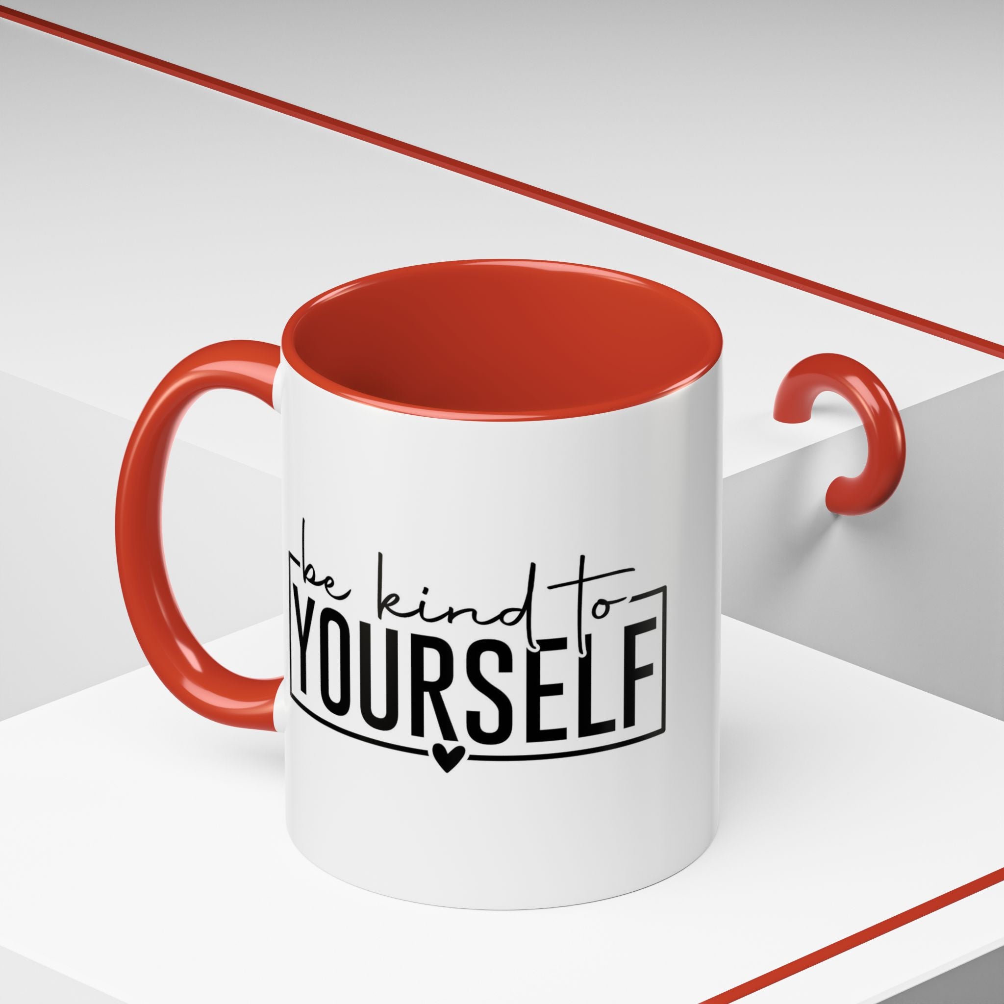 Be Kind To Yourself Accent Coffee Mug — Motivational Self-Care Tea Cup (11/15 oz)