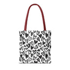 Heart Pattern Tote Bag — Black & White Hand-Drawn Hearts All-Over Print