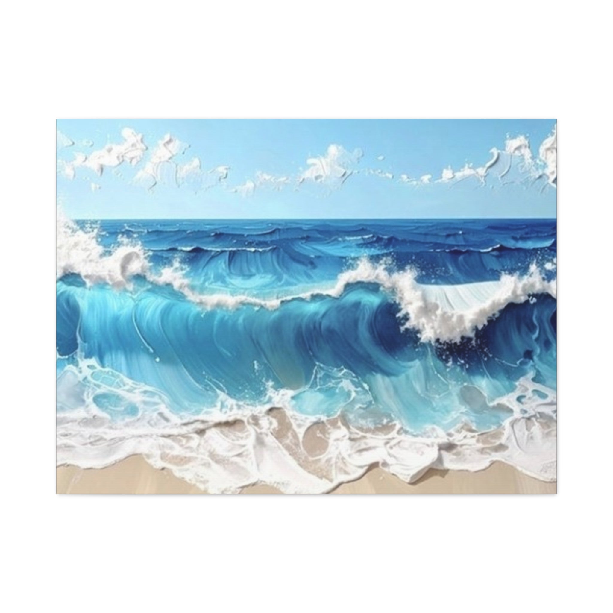 Ocean Waves Matte Canvas Wall Art — Blue Seascape Stretched Canvas