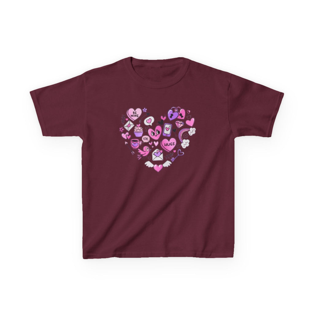 Kids Heart Doodle Tee — Cute Pink Valentine Heart Graphic Shirt