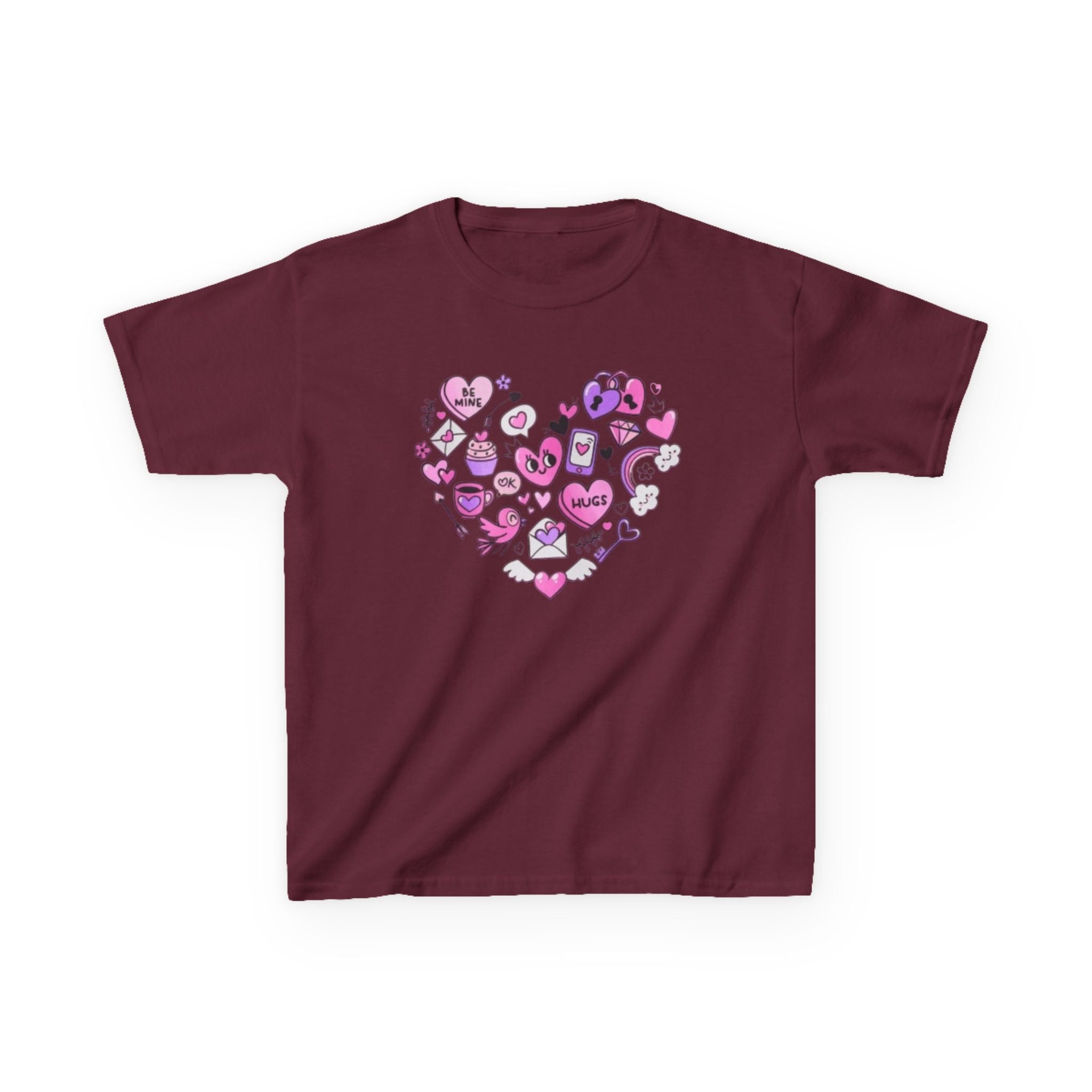 Kids Heart Doodle Tee — Cute Pink Valentine Heart Graphic Shirt